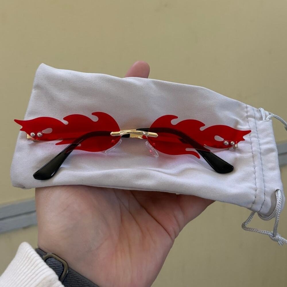 red flame-shaped sunglasses
